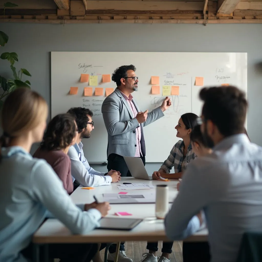 Equipo en sesión de planificación estratégica